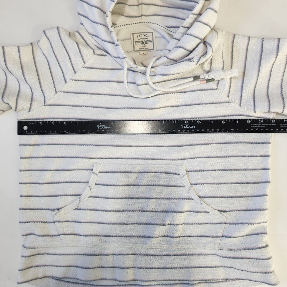 Fat Face Striped‎ Pullover Hoodie Cream Blue Striped Womens Size S Raglan Sleeve - Picture 4 of 8